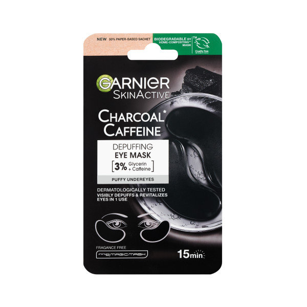 

Garnier, Charcoal + Caffeine, патчи для глаз, уменьшающие отечность, 5 г
