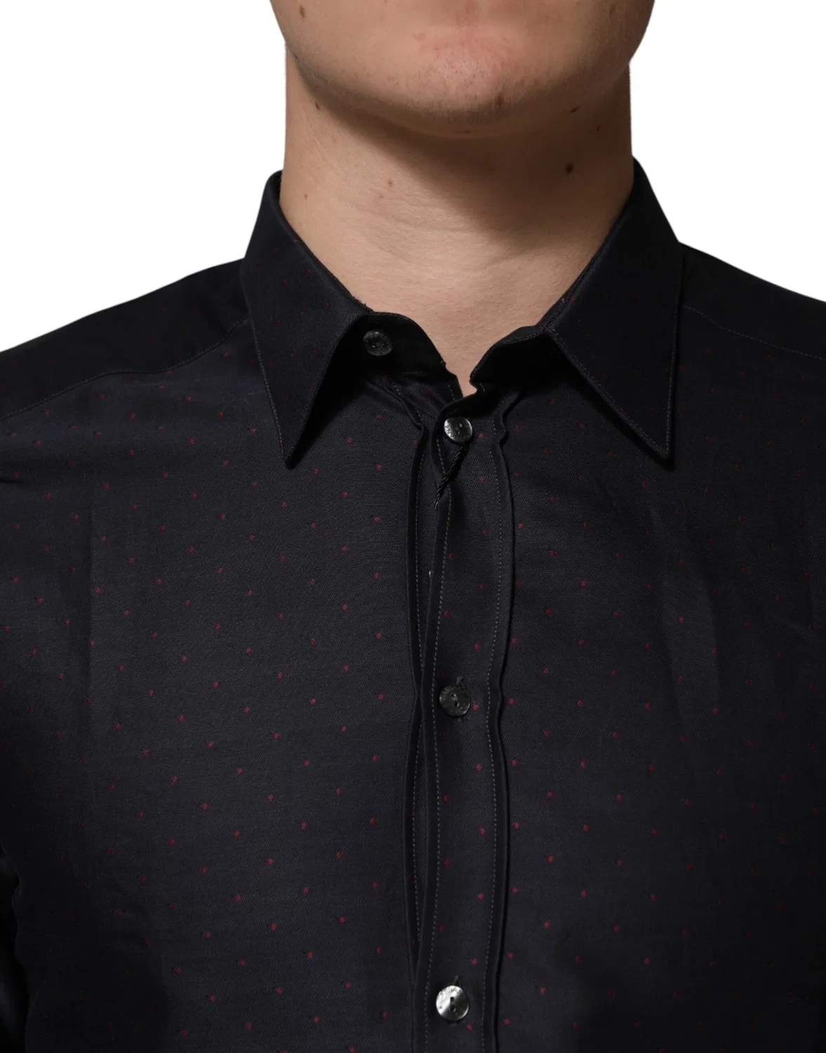 Мужская рубашка с принтом в горошек GOLD Dolce & Gabbana, Black — фото 4