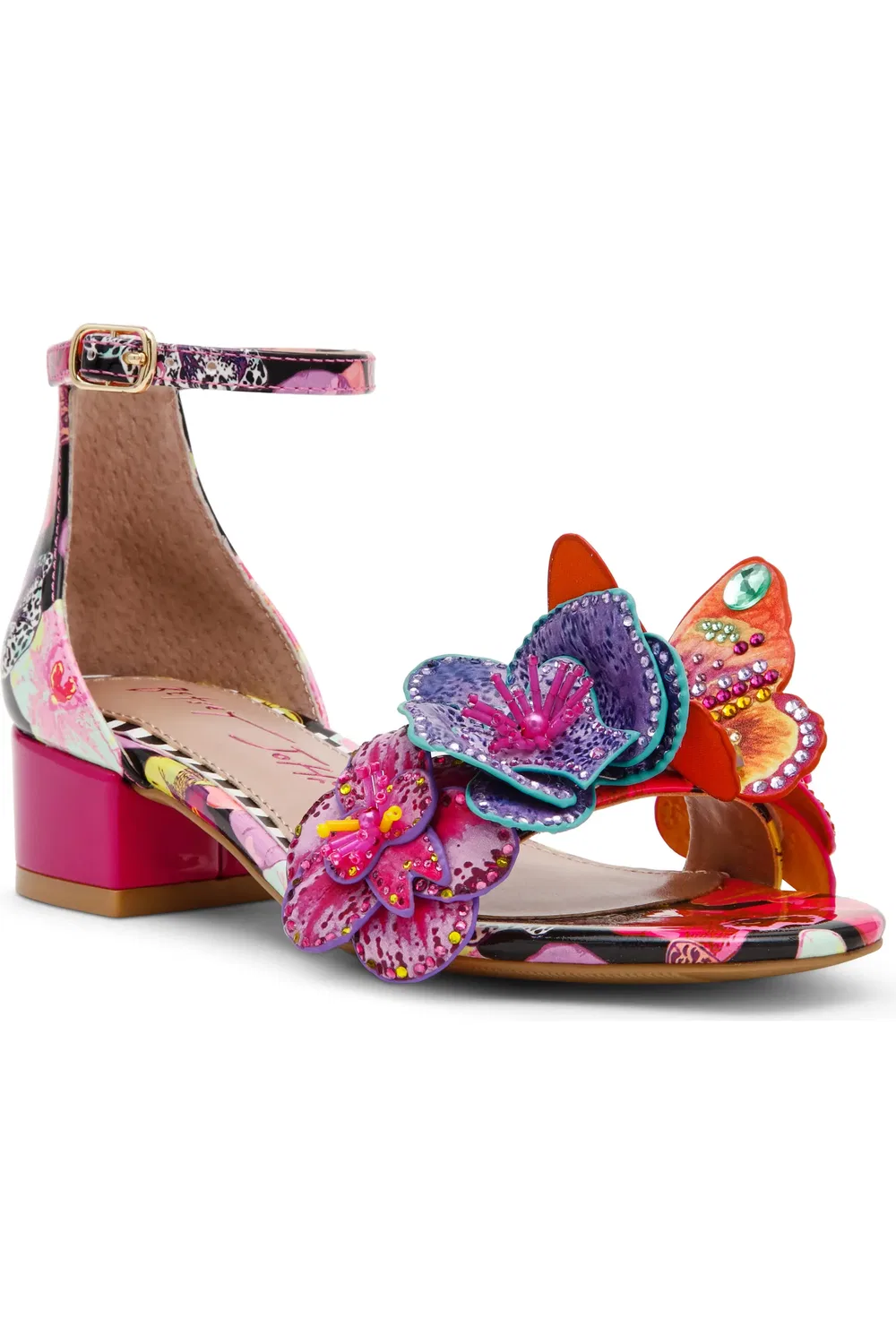 Детские сандалии на каблуке с цветочным принтом Camil Betsey Johnson, Black Multi