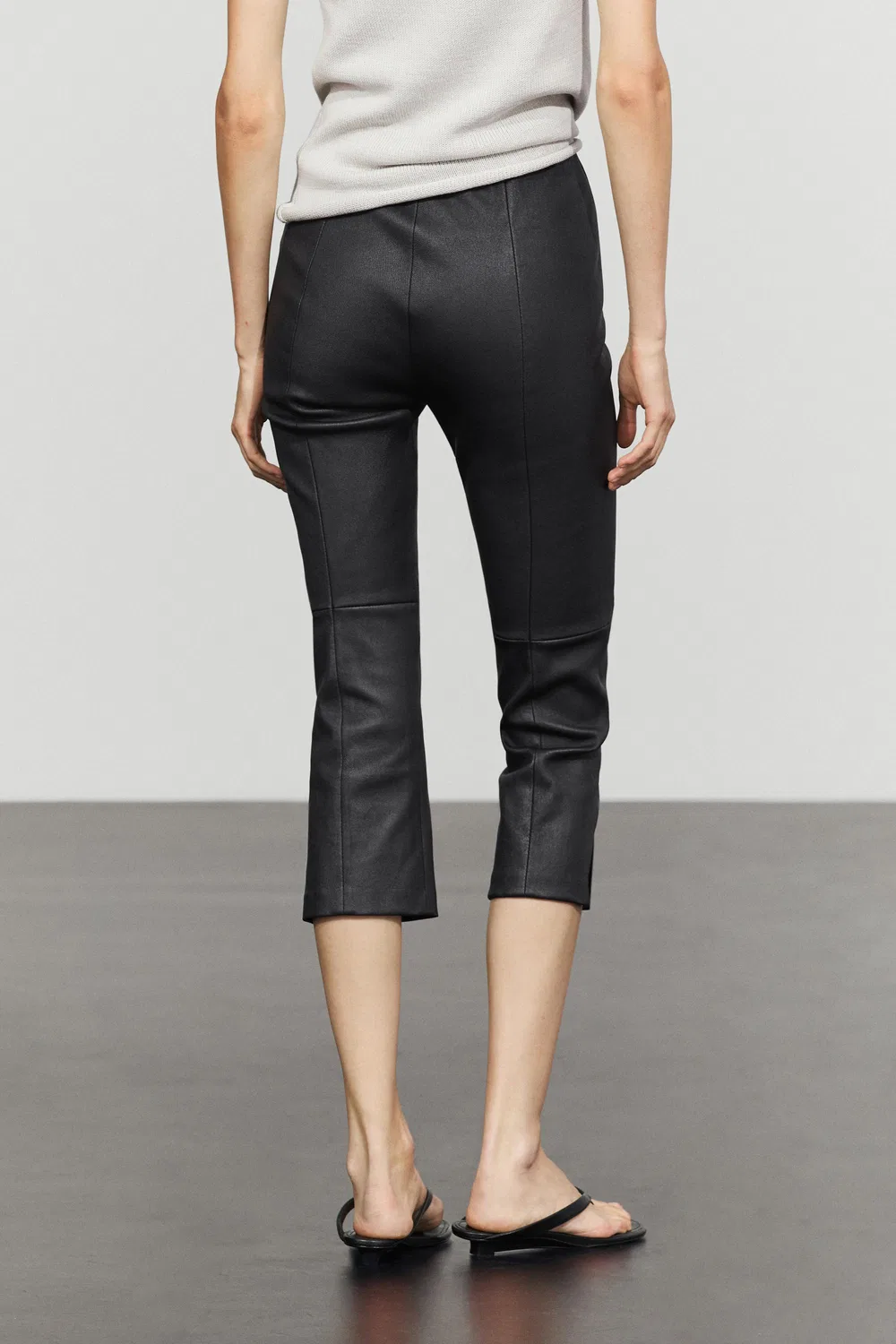 Капри кожаные Massimo Dutti, из кожзама, черный — фото 3