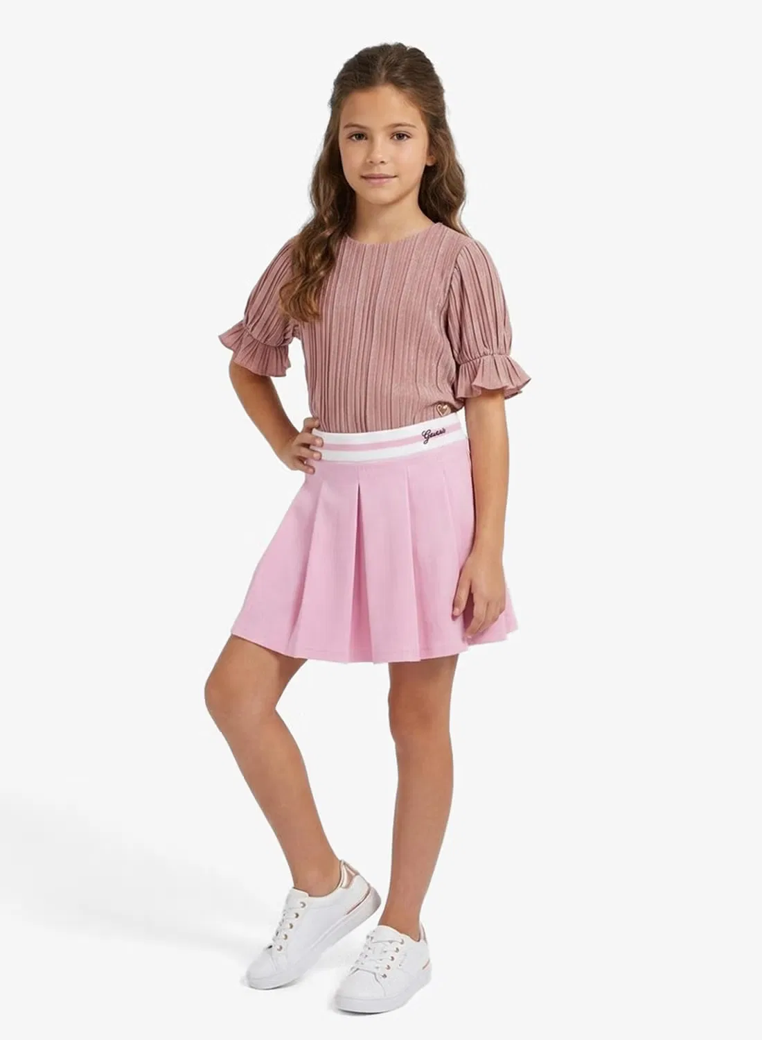 Юбка плиссированная миди Guess, цветущая азалия