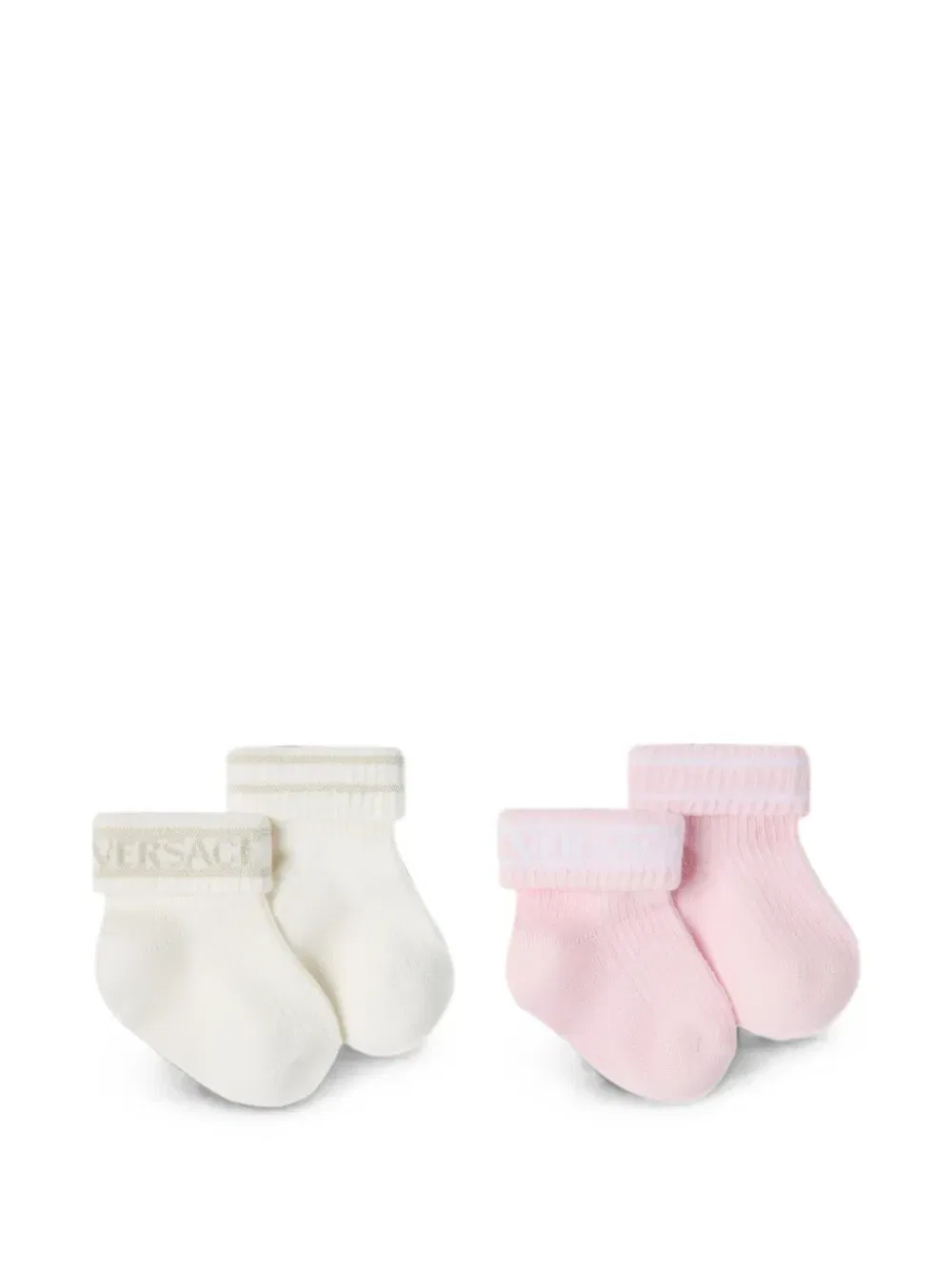 Комплект из 2 пар хлопковых носков в рубчик Versace Kids, белый