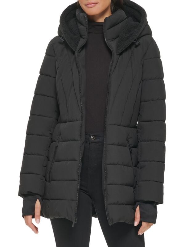 

Пуховик на капюшоне с подкладкой из искусственного меха Kenneth Cole Black, Синий, Пуховик на капюшоне с подкладкой из искусственного меха Kenneth Cole Black