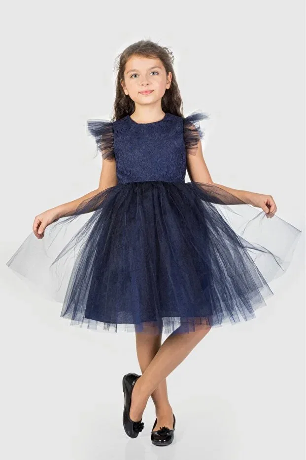 Детское платье для девочек кружевное Mnk Baby&Kids, Navy Blue — фото 2