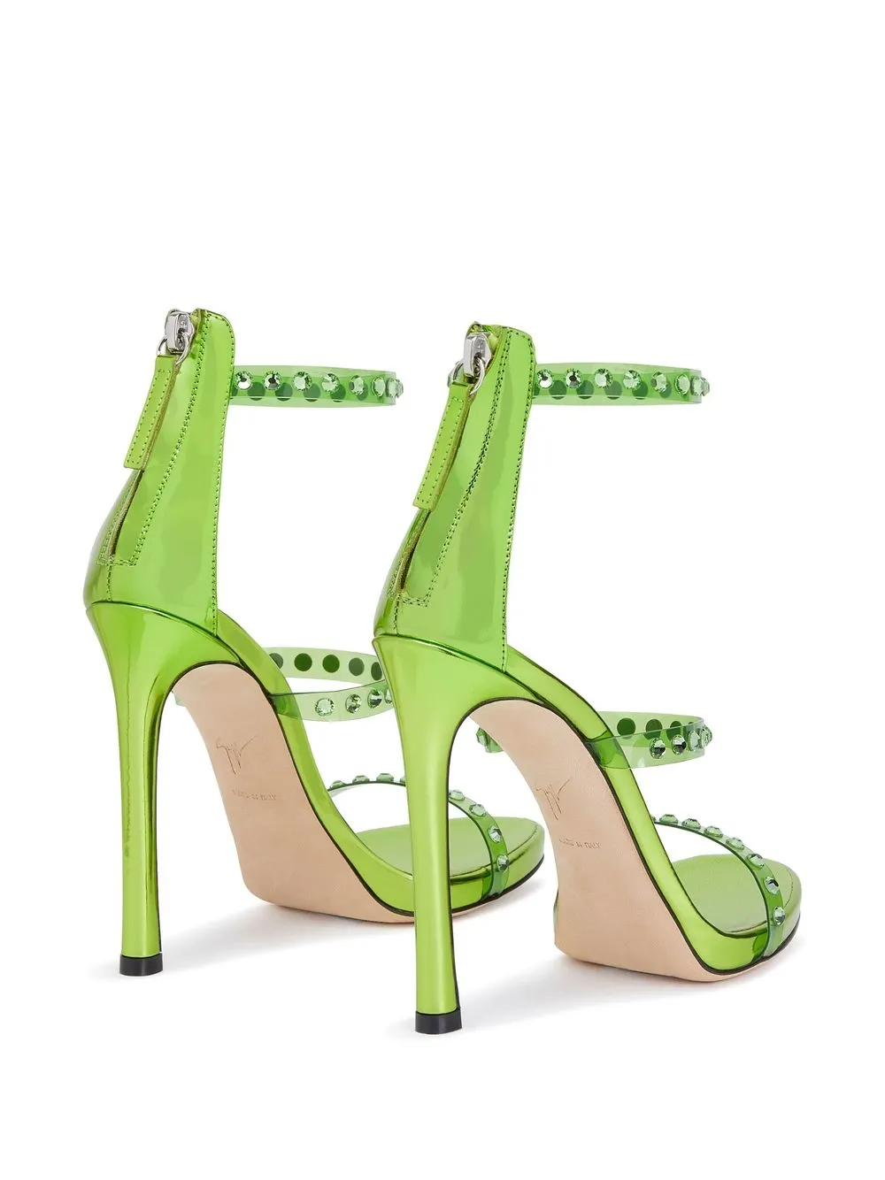 Босоножки на шпильке с кристаллами Giuseppe Zanotti, зеленый — фото 3