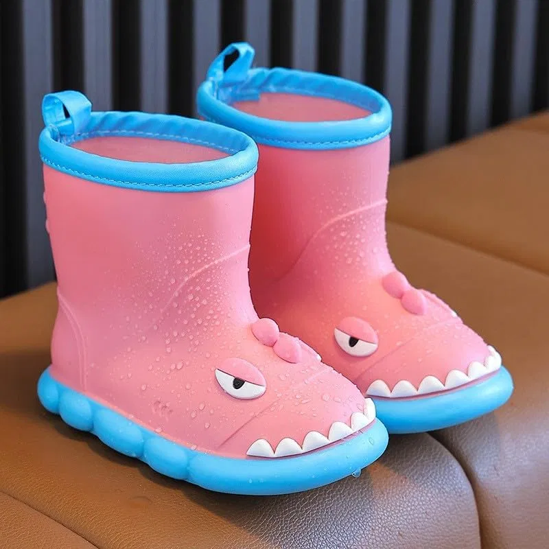 Детские сапоги резиновые с принтом динозавра Rain Boots, Pink — фото 2