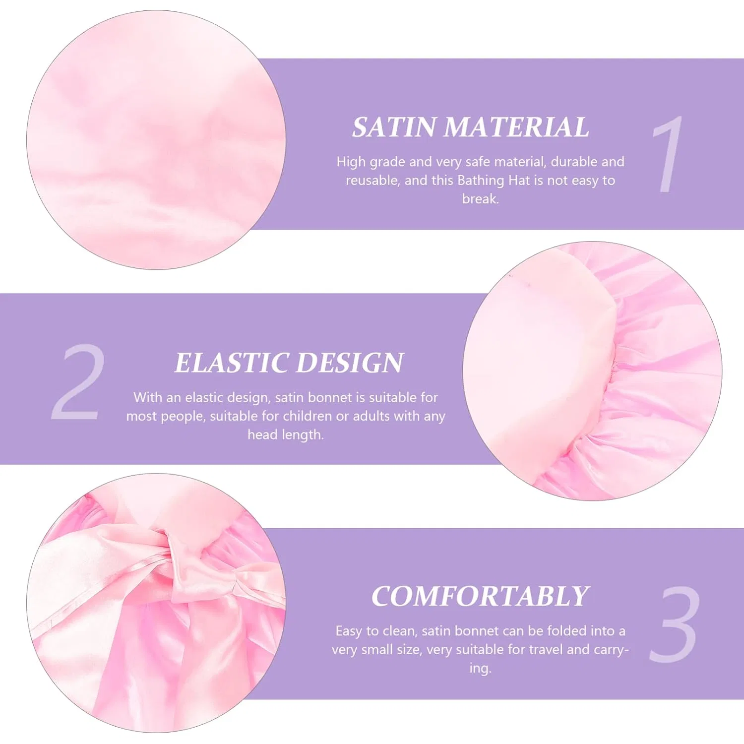 Шапочка для душаs, Silk Sleep Cap, Beavorty, 4 Pieces, 42x42cm, Rosa — фото 3