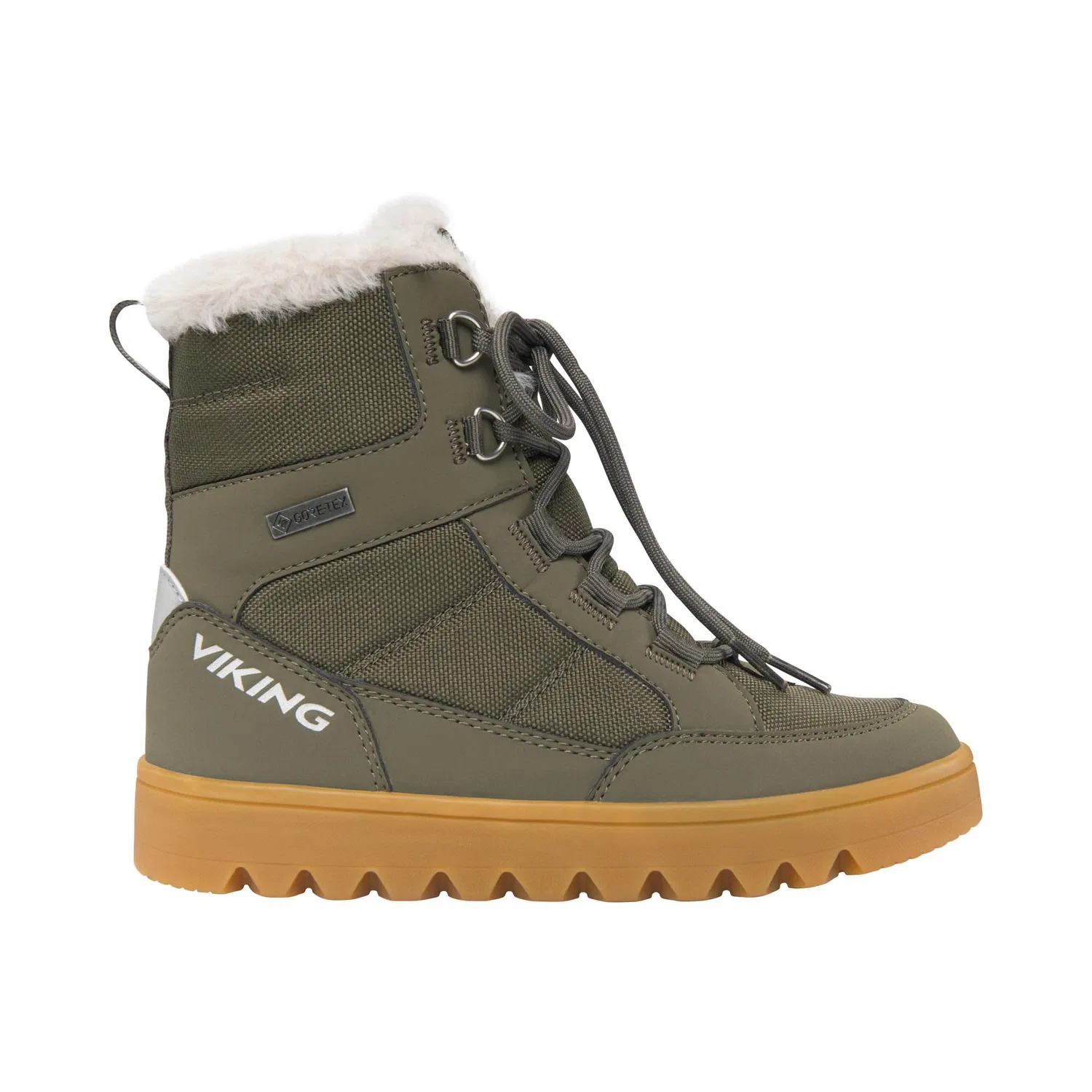 Детские снежные ботинки для мальчиков с молнией Fleek Warm GTX Zip Viking, Pine Olive