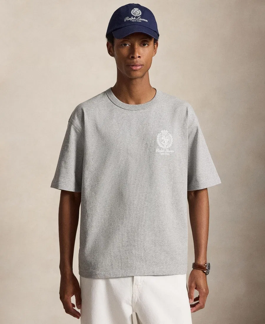 Футболка свободного кроя с вышивкой Polo Ralph Lauren, Andover Heather — фото 3