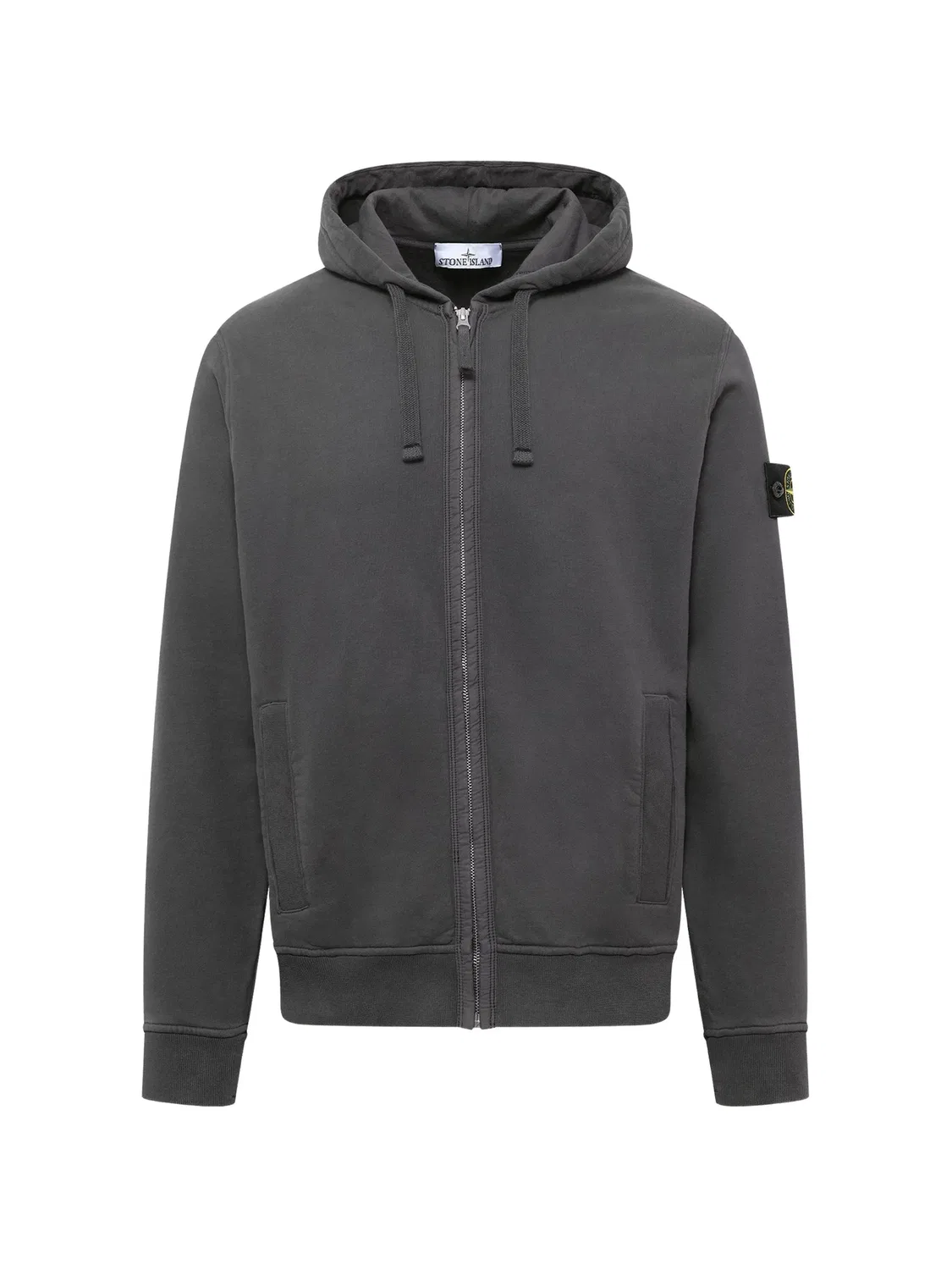 Худи на молнии из органического хлопка Stone Island, серый
