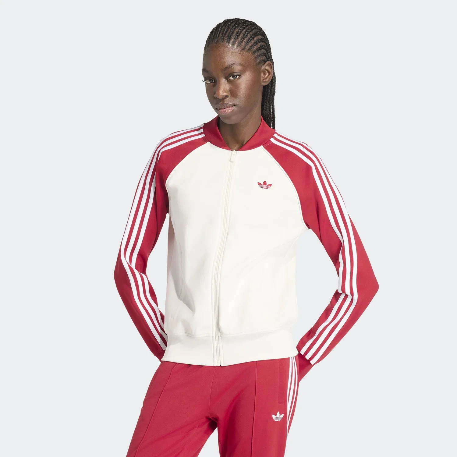 Худи на молнии Adidas Originals белого цвета, шерстяной белый — фото 3