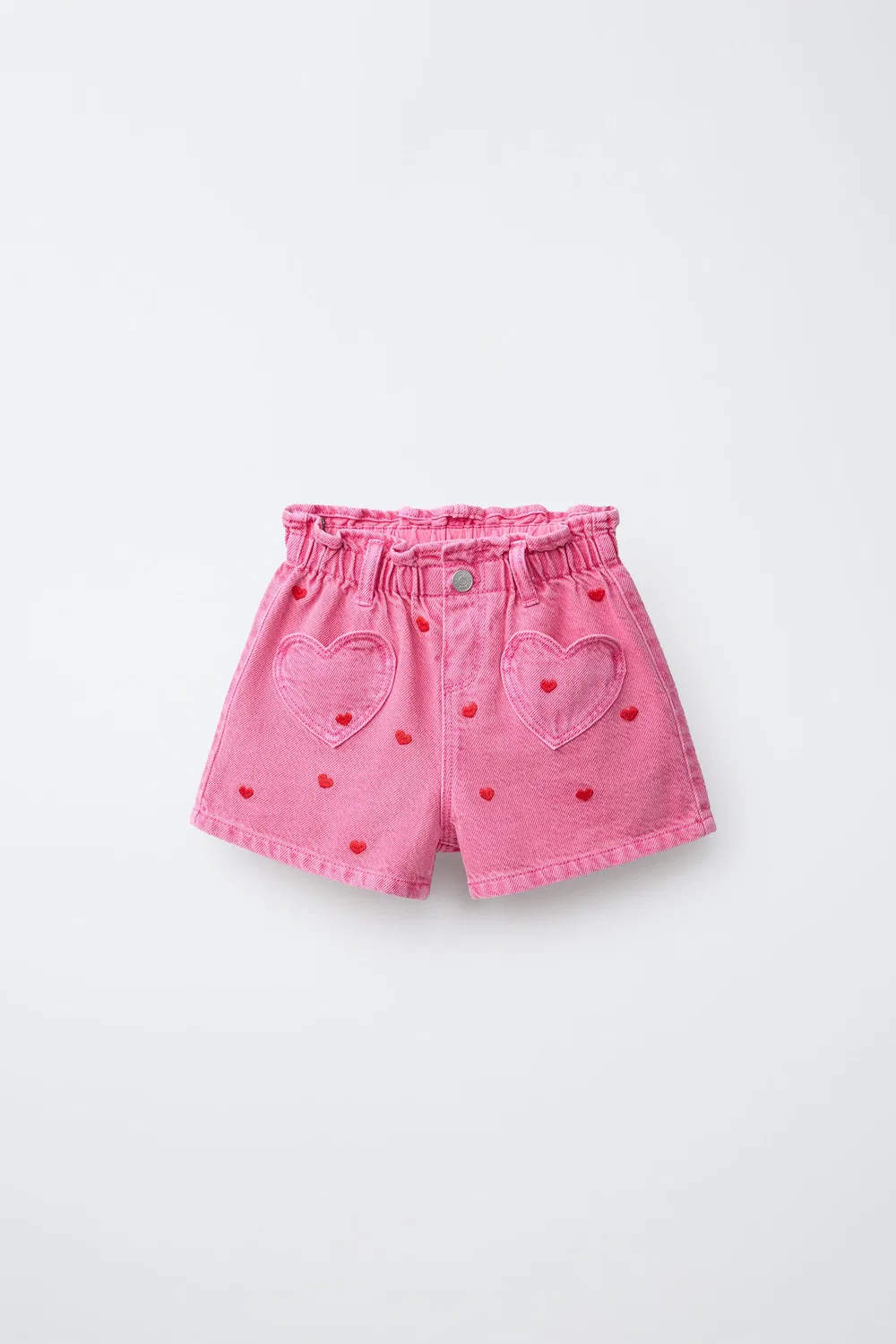Джинсовые шорты-бермуды с вышитым сердечком ZARA, Pink