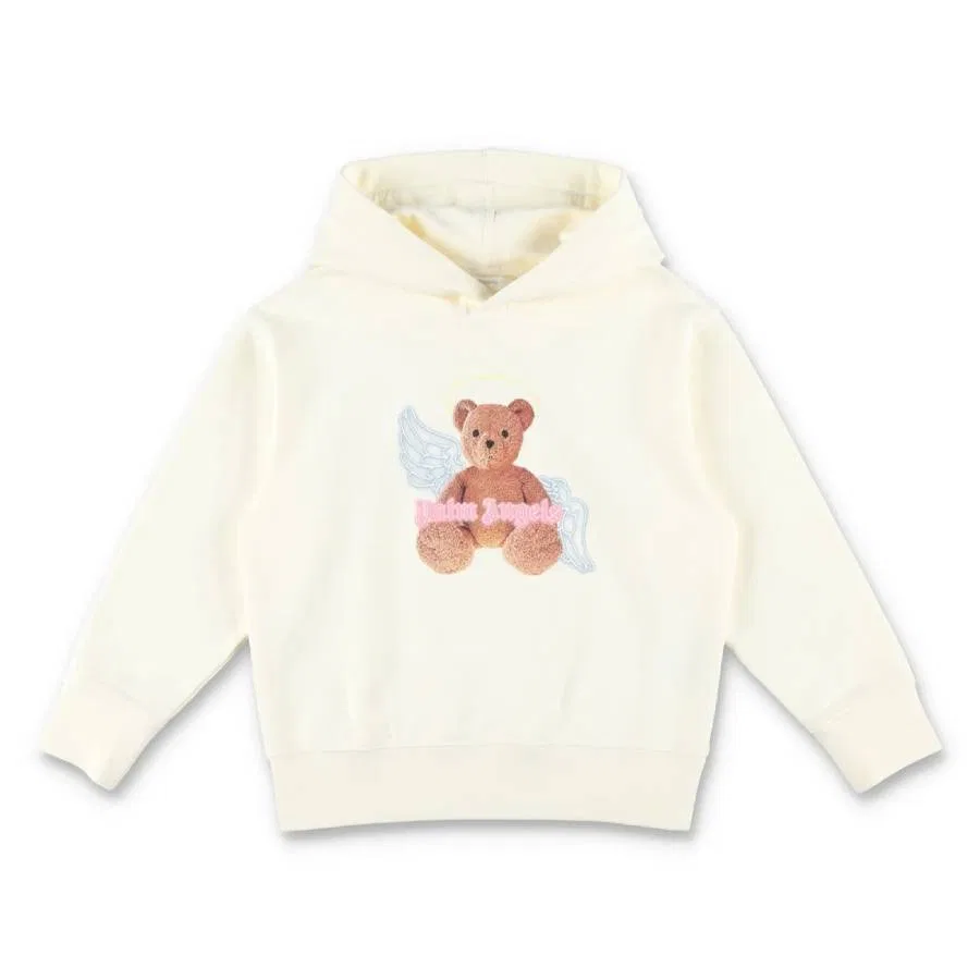 Худи с принтом Kids Bear Angel Cotton Hoodie Palm Angels, Butter Brown