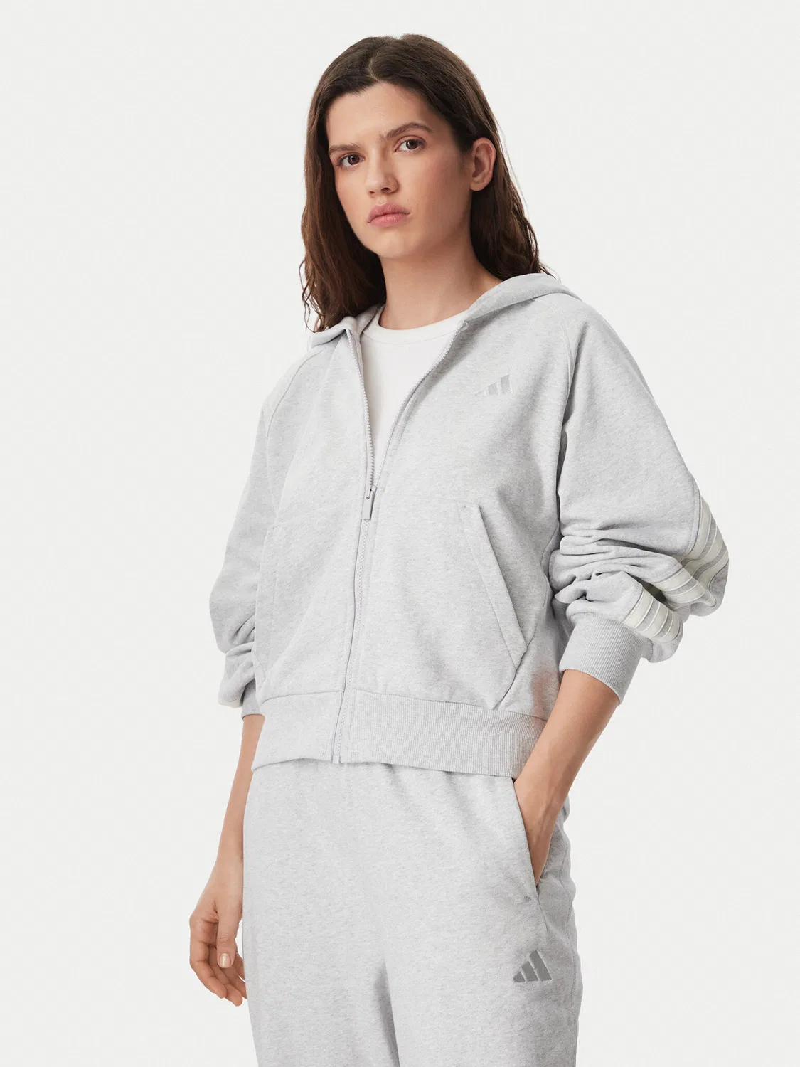 Женская толстовка стандартного кроя Kit Full Zip Hoodie Adidas, серый