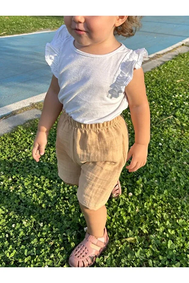 Детские шорты для мальчиков с принтом Runbaby, Beige — фото 3