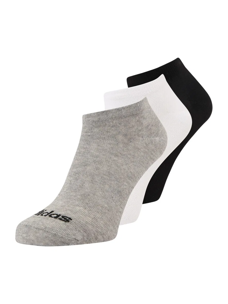 Спортивные носки ADIDAS PERFORMANCE 'Thin Linear Low-Cut' в серо-черно-белых тонах