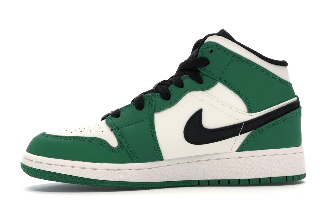 Детские кроссовки с перфорированным носком Jordan 1 Mid Pine Green Jordan, Pine Green/Sail-Black — фото 3