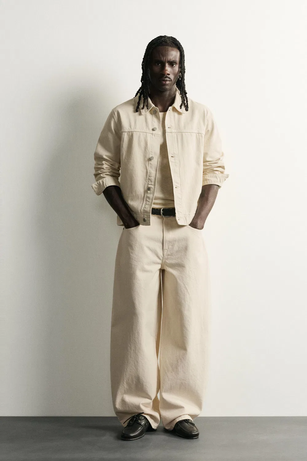 Простая джинсовая куртка ZARA, Oyster-white