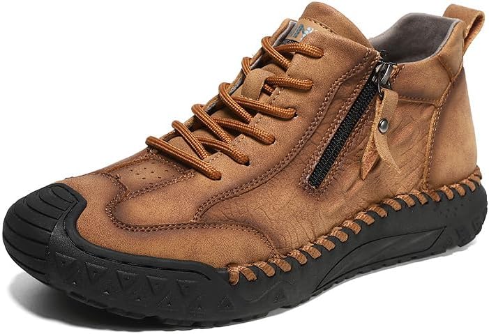 

Мужские повседневные ботинки Легкие Комфортные ботинки для прогулок на улице Винтажные Нескользящие кожаные ботинки для вождения Asifn, коричневый