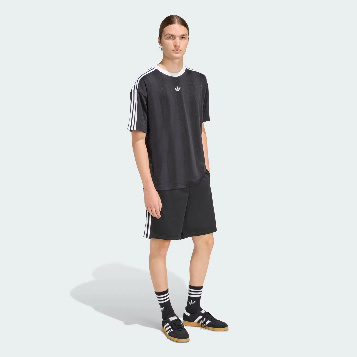 Мужская футболка свободного кроя Adicolor Jacquard Jersey Adidas Originals, черный — фото 4