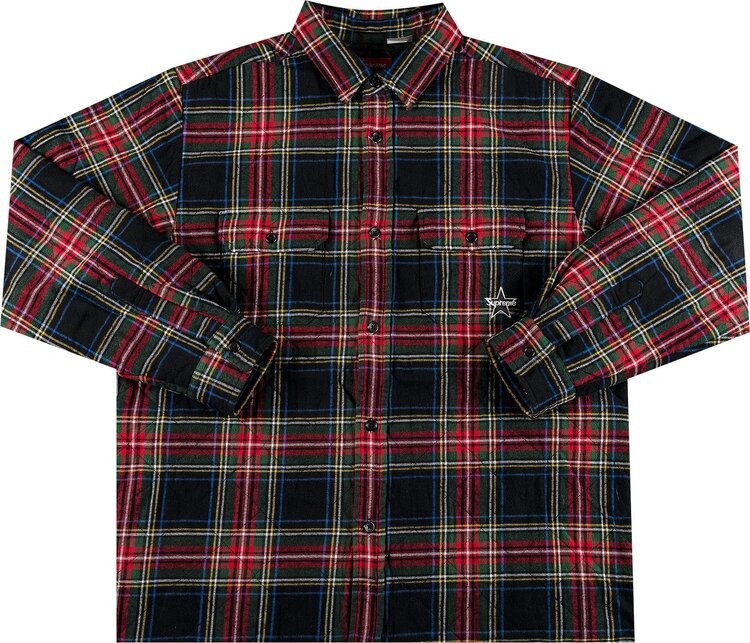 

Рубашка Supreme Quilted Plaid Flannel Shirt 'Black', черный