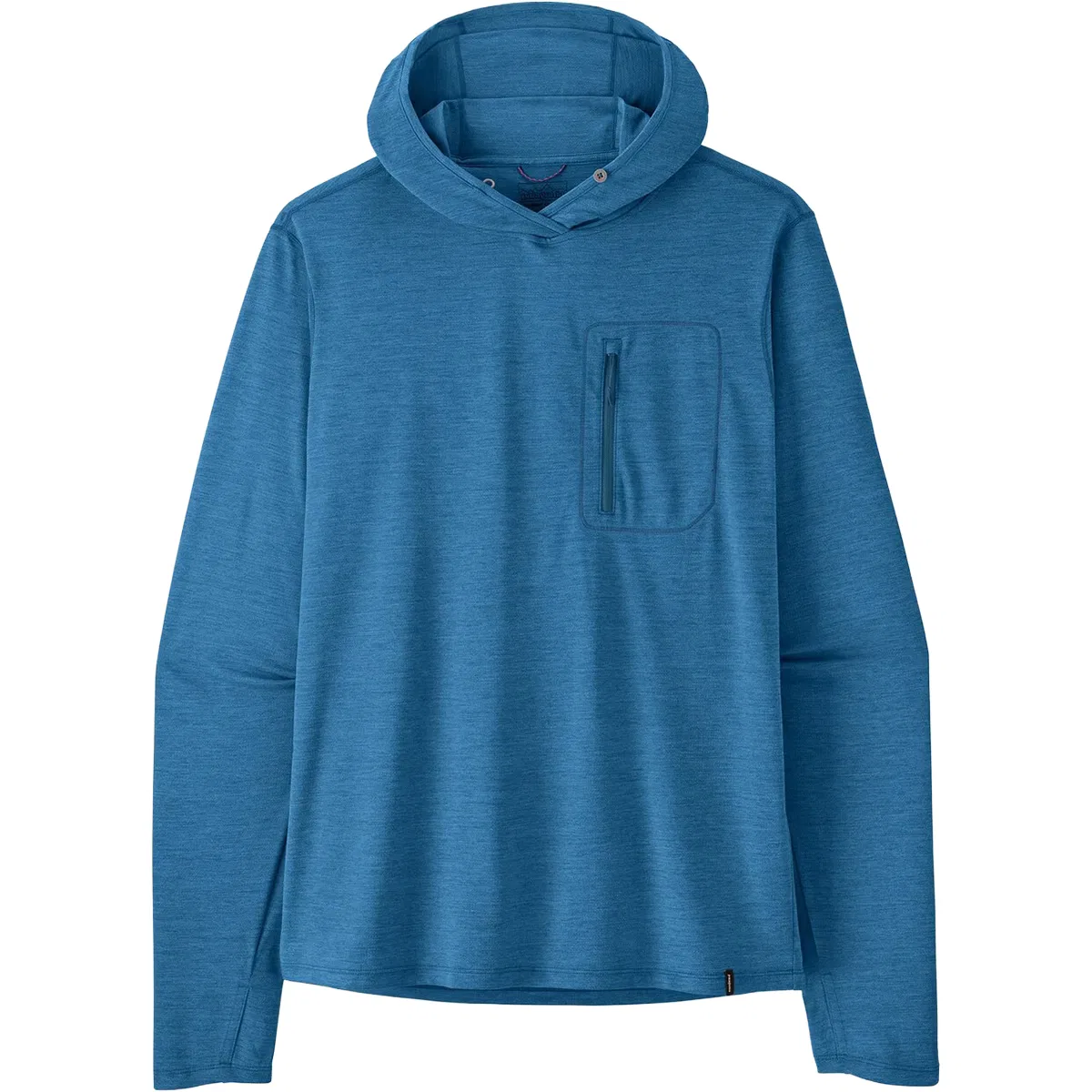 Мужская худи из переработанного полиэстера Capilene Cool Sun Hoodie Patagonia, Aquatic Blue/Light Aquatic Blue X-Dye