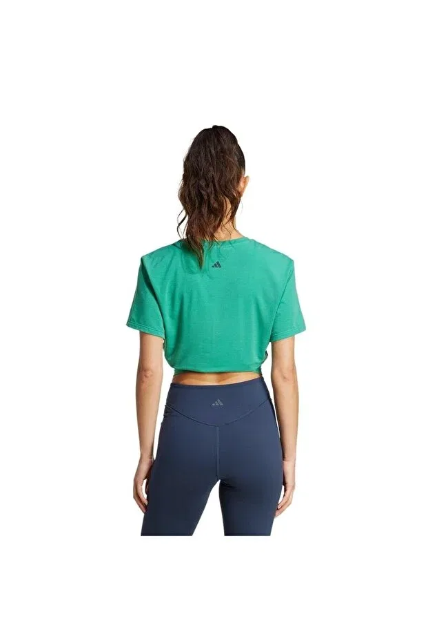 Женская футболка хлопковая Yga Tee Jd4208 Adidas, Green — фото 3
