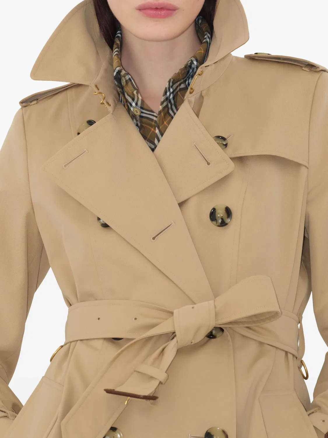 Burberry Двубортное тренч-пальто в архивном бежевом цвете — фото 3