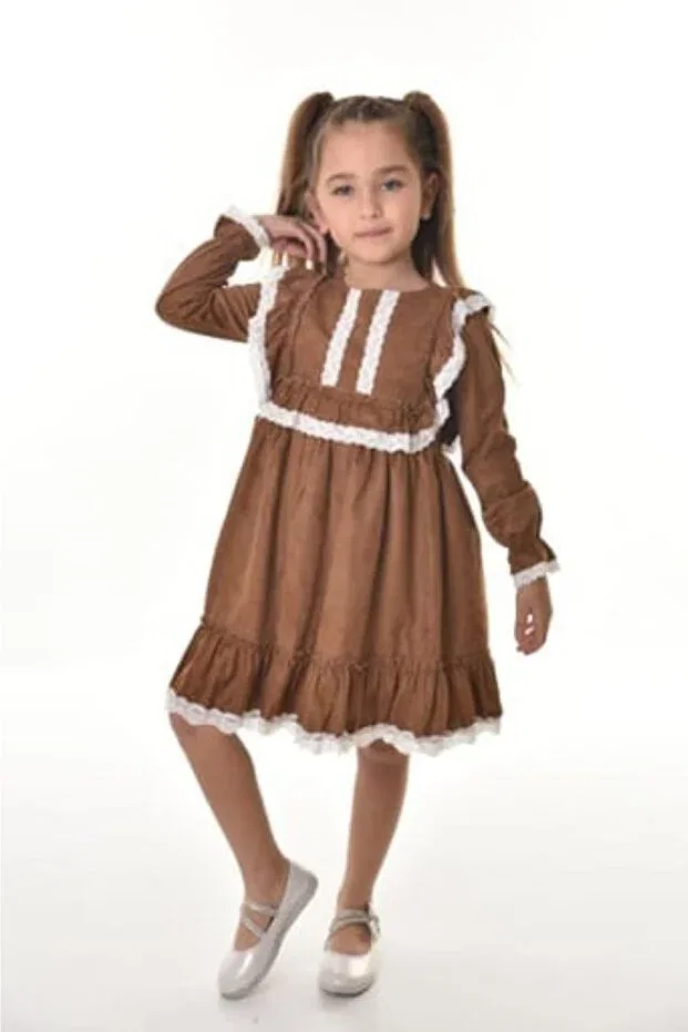 Детское платье для девочек с длинным рукавом Öfi Kids, Tan Color
