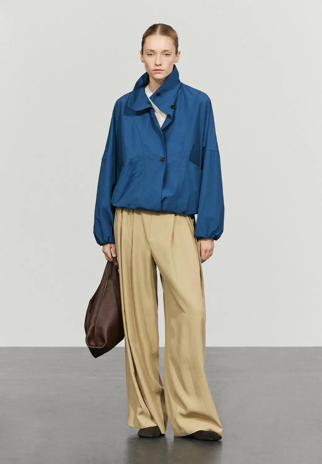 Техническая объемная куртка-бомбер - куртка-бомбер Massimo Dutti, Dark Blue — фото 3