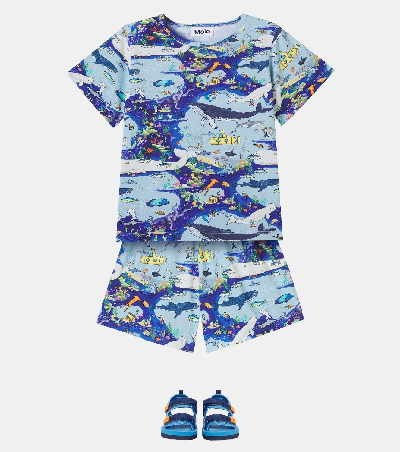 Комплект пижам из органического хлопка Pixel Sea Molo, синий — фото 2