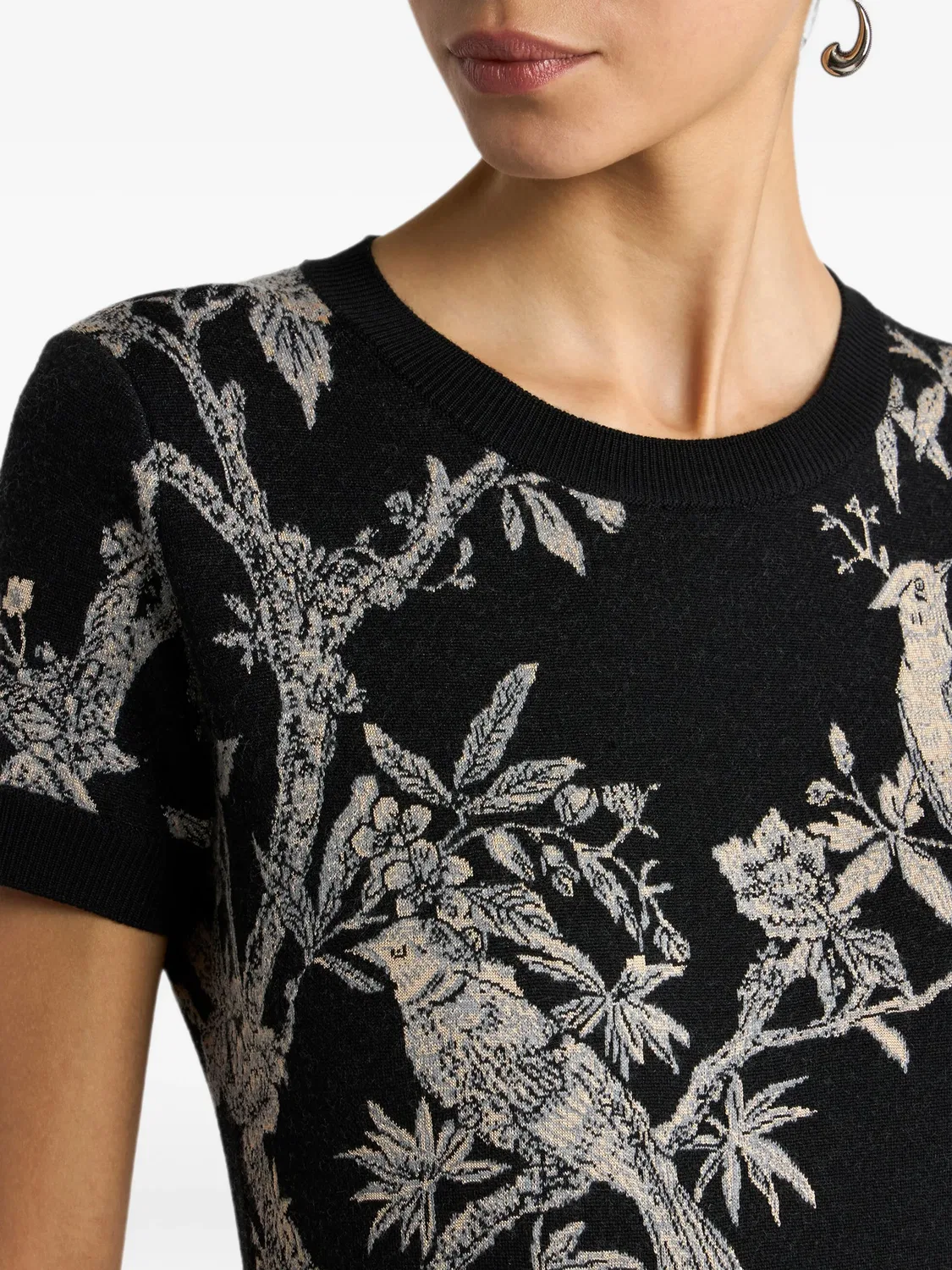Жаккардовая футболка из смесовой шерсти Etro, черный — фото 4