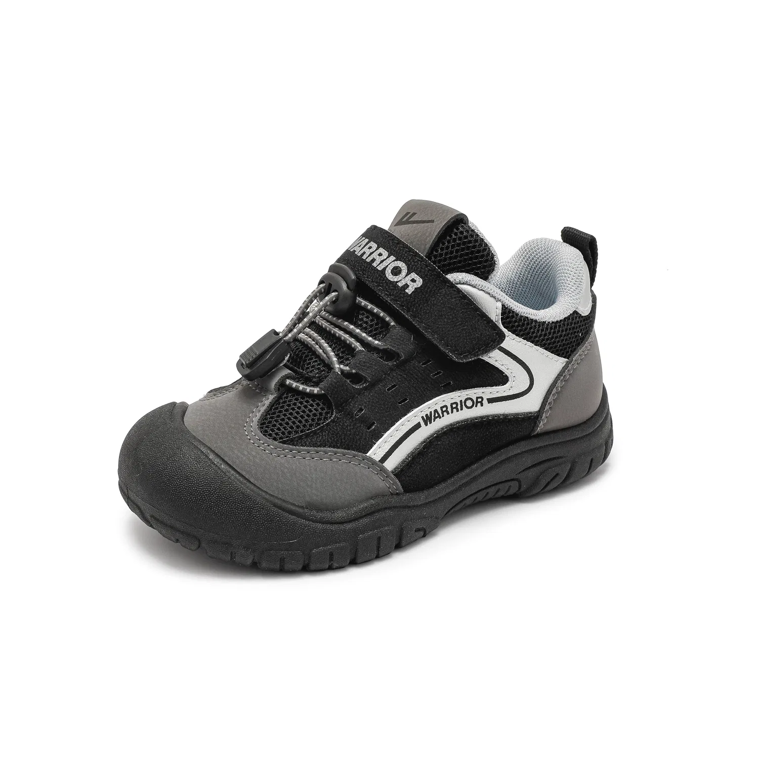 Детские кроссовки для мальчиков из дышащей сетки Silver Gray Dark Gray Black WARRIOR — фото 3
