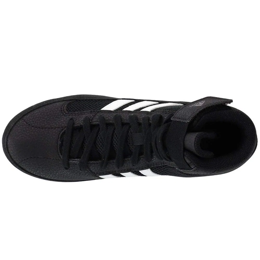 Детские боксерские кроссовки для мальчиков на шнуровке Hvc 2 Adidas, Iron Black White Metallic — фото 4