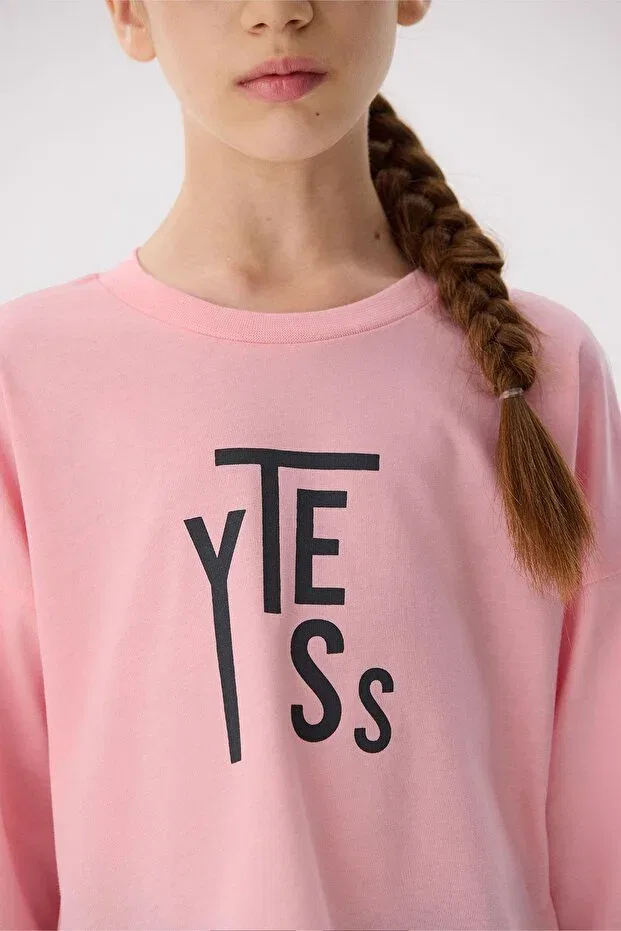 Детская футболка для девочек хлопковая Tyess Basic, Pink — фото 4