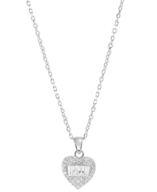 

Ожерелье с подвеской в форме сердца из кубического циркония смешанной огранки (1/2 карата) из стерлингового серебра (также доступно из 14-каратного золота поверх стерлингового серебра) Macy'S, silver