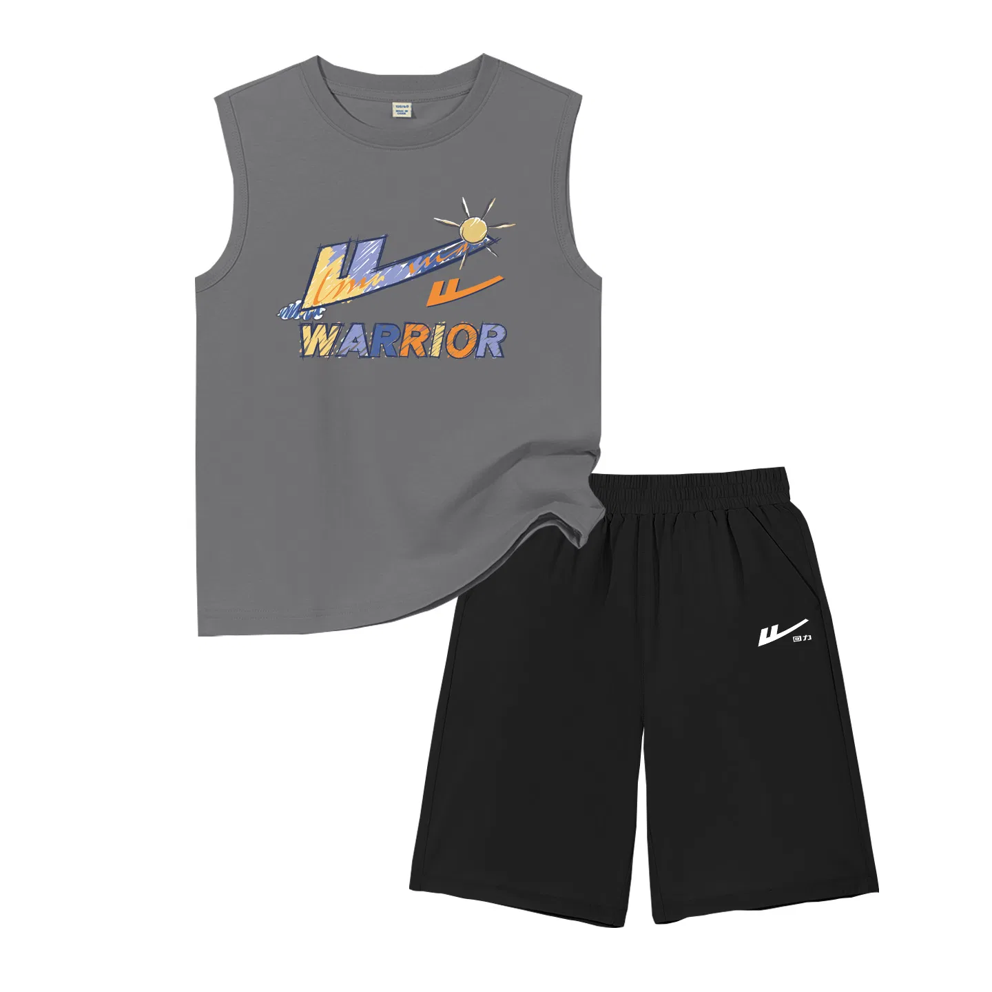 Детский спортивный комплект для мальчиков с принтом Orange/H Multicolor Label-Black/H White Huili Small K WARRIOR — фото 4