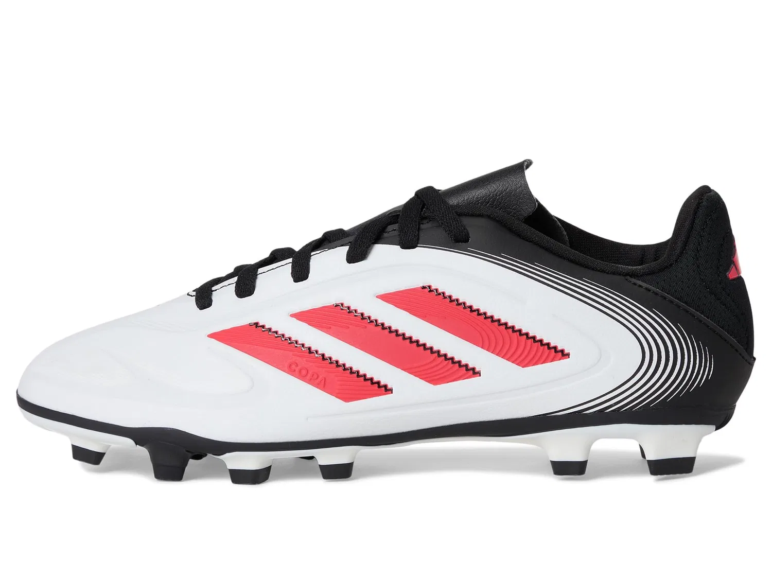 Детские бутсы для мальчиков с полосками Copa Pure 3 Club Firm Ground / Multi Ground Adidas, White Red Glossy Black — фото 4