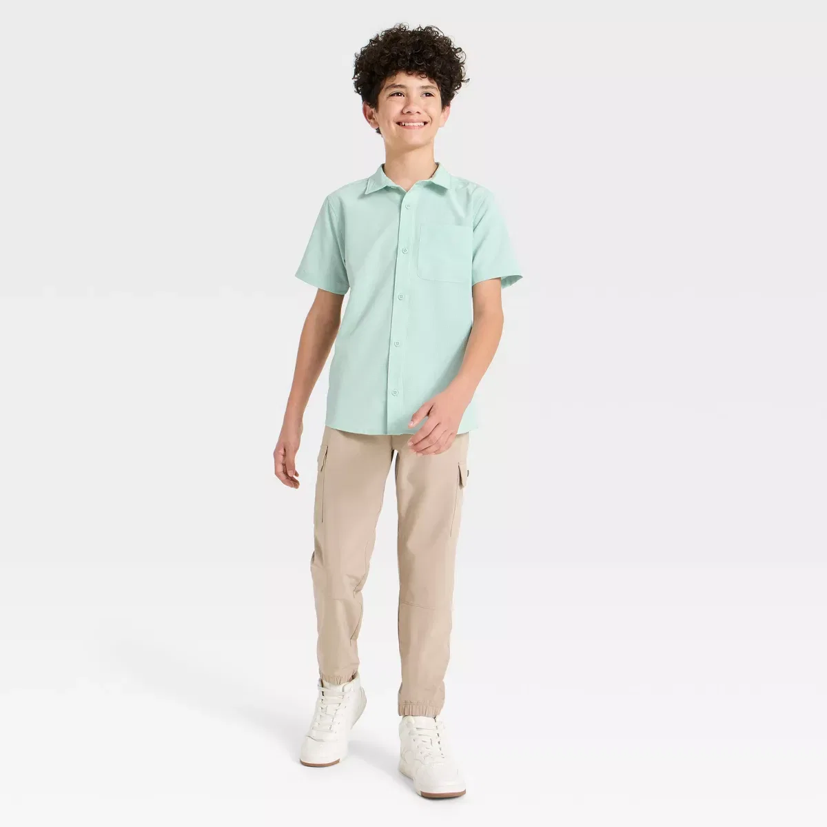 Детская рубашка-поло из поплина с коротким рукавом KIDS PERFORMANCE, Light Teal Green — фото 3