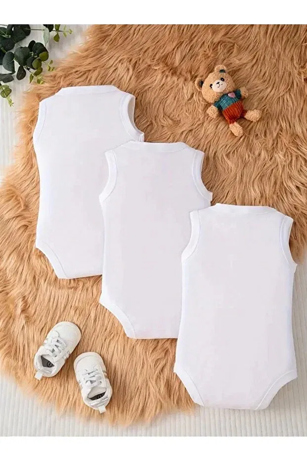 Детское боди без рукавов набор 3 шт Basics Omy, White — фото 2