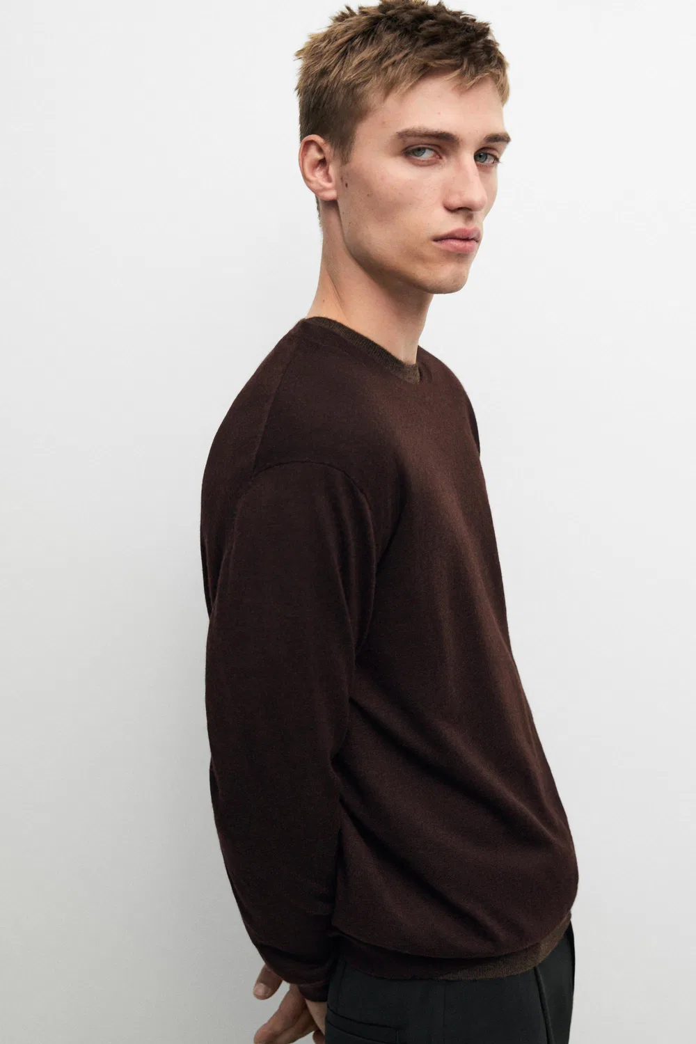 Свитер Massimo Dutti Knit 100% Cashmere Round Neck, бордовый — фото 2