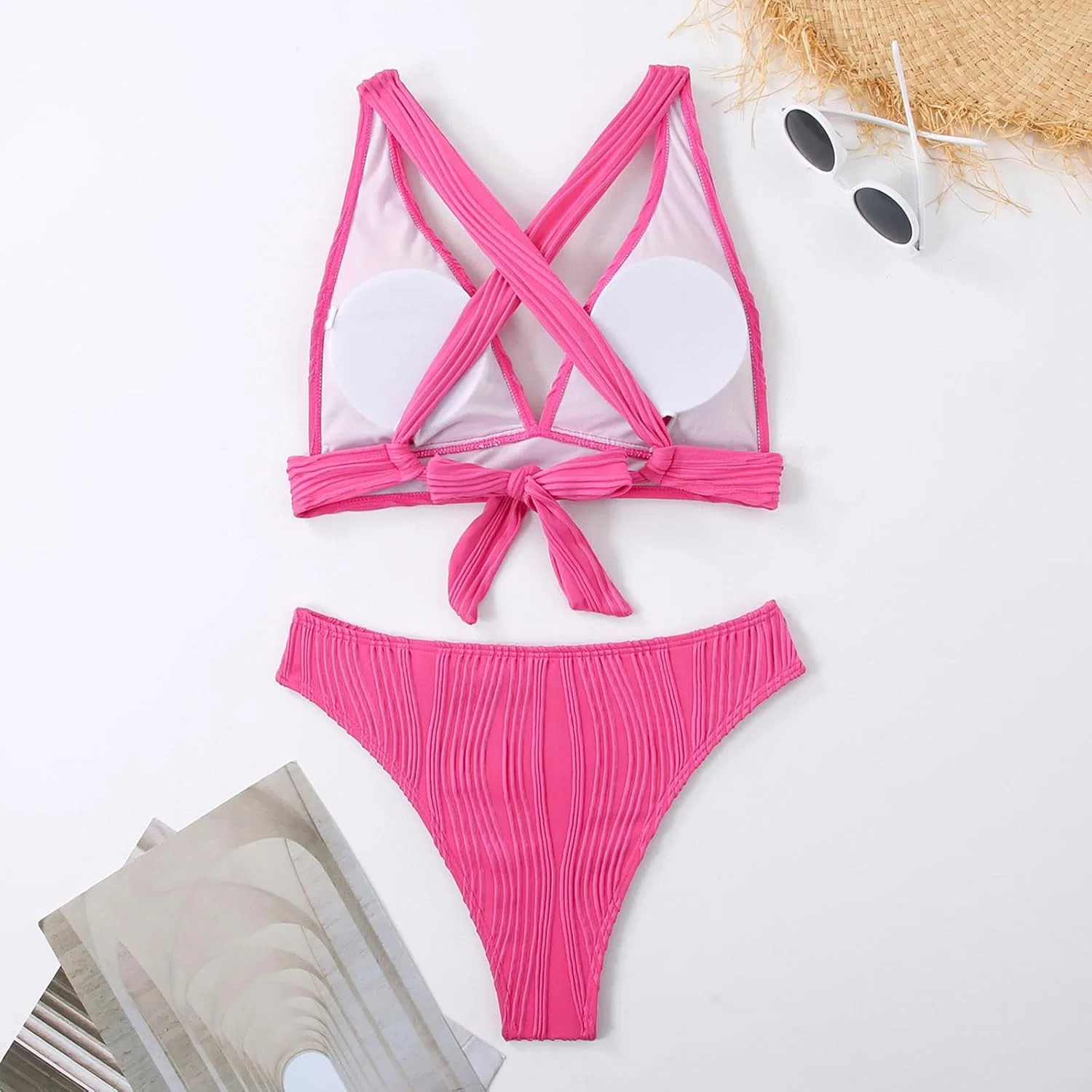 Женский купальный костюм с эффектом утяжки, Hot Pink — фото 3
