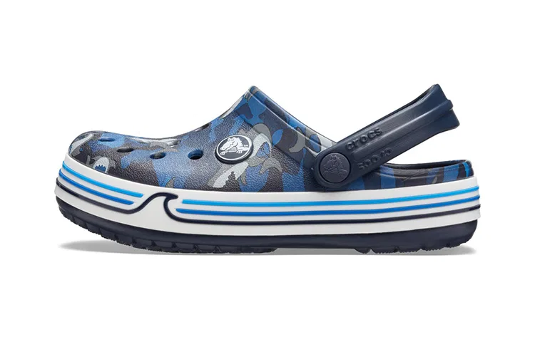 Crocs Детские шлепанцы с принтом акулы Crocband Blue