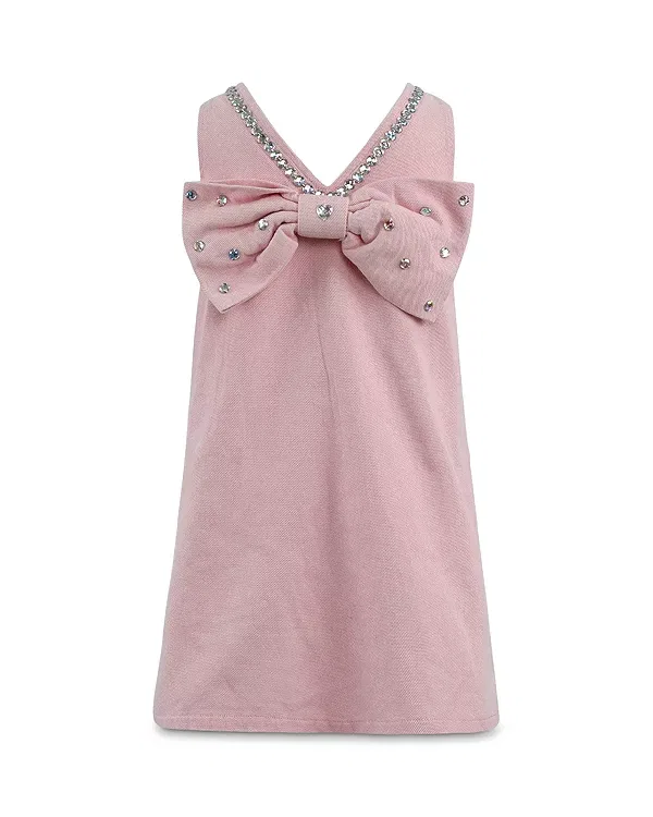Детское платье для девочек с принтом Crystal Heart Denim Bow Dress Lola + The Boys, розовый — фото 3