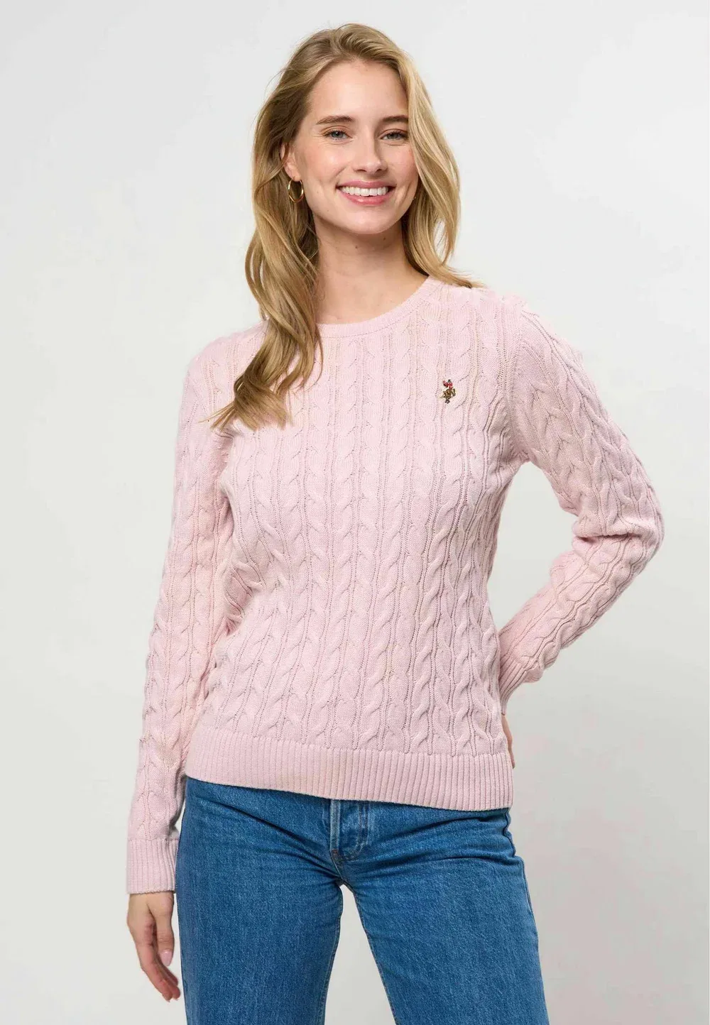 Свитер Мадлен Кейбл U.S. Polo Assn., Pale Lilac