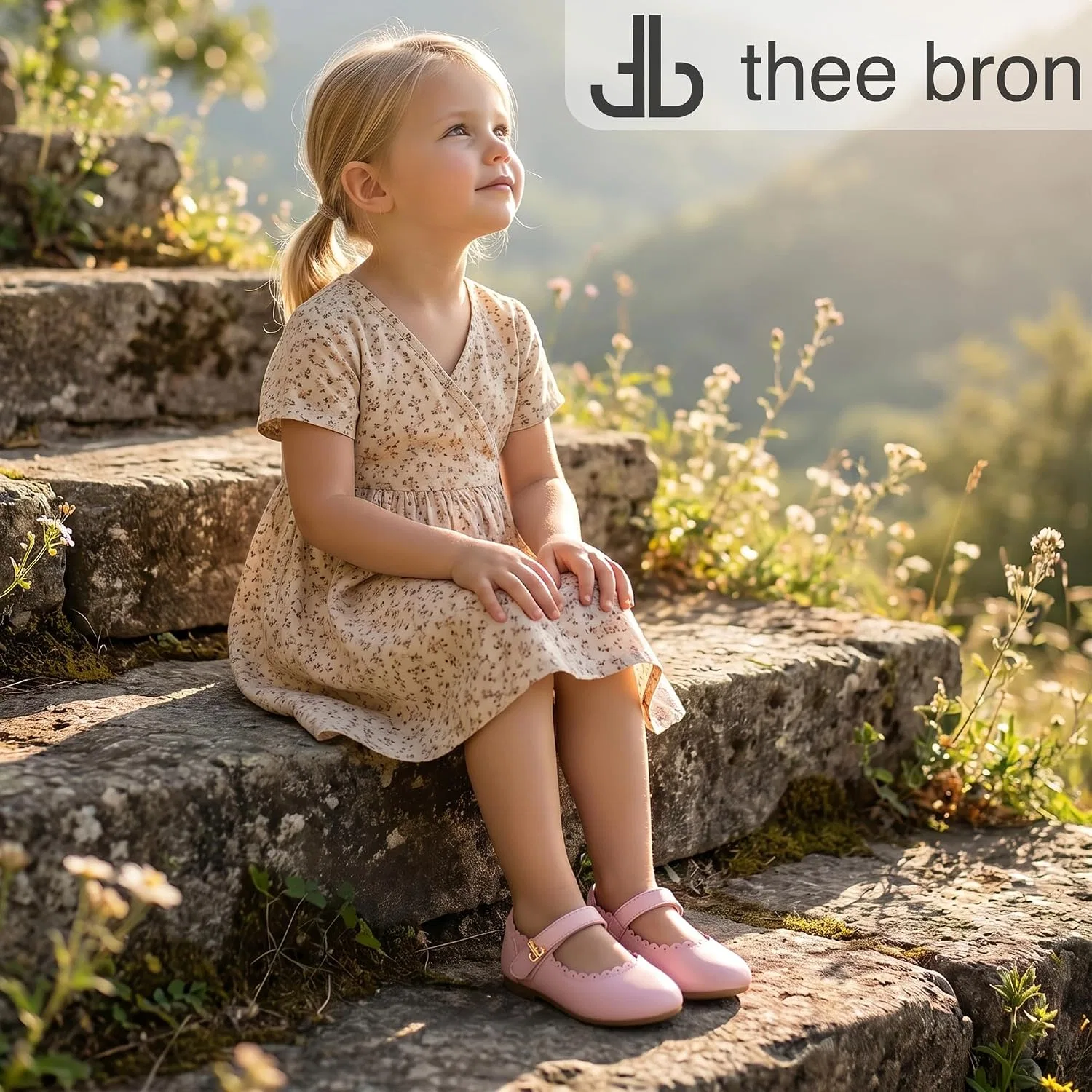 Детские туфли Мэри Джейн для девочек с принтом THEE BRON, Blush Pink — фото 2