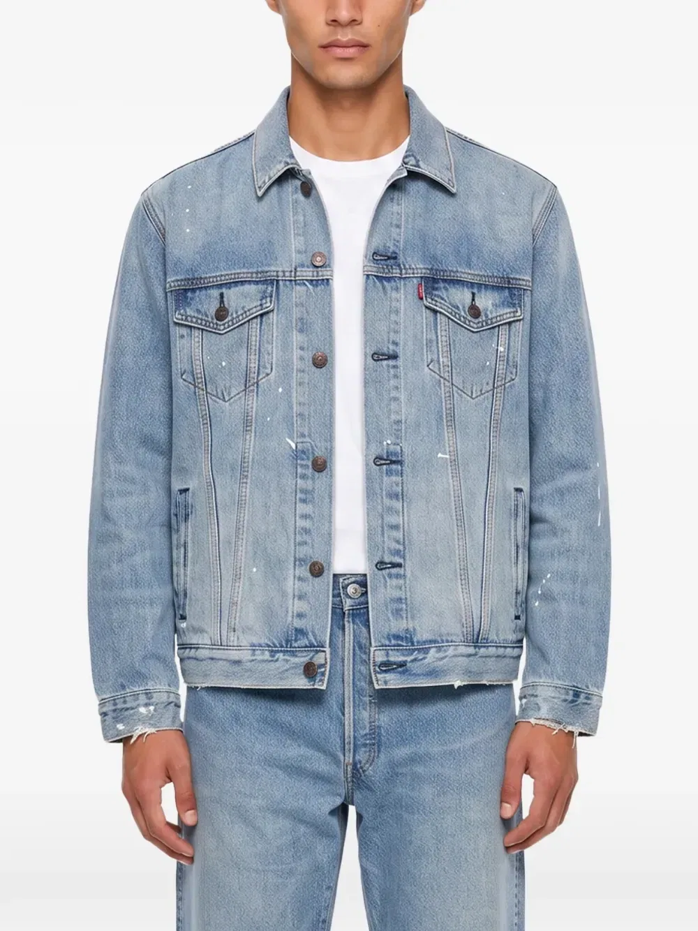 Джинсовая куртка Type III с брызгами краски и знаком мира Levi's, синий — фото 3