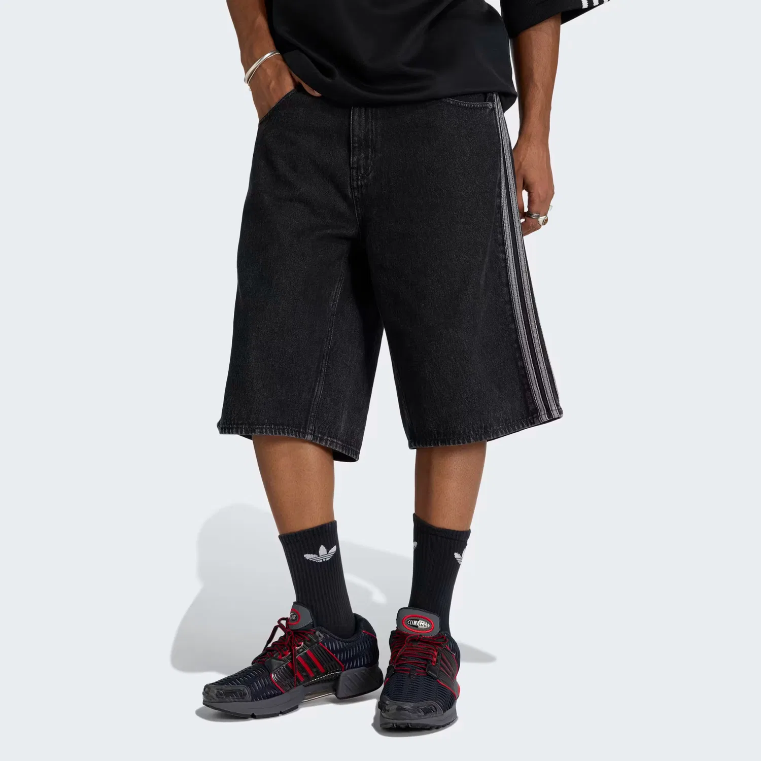 Мужские джинсовые шорты Firebird ADICOLOR Adidas Originals, Pure Black Denim — фото 4