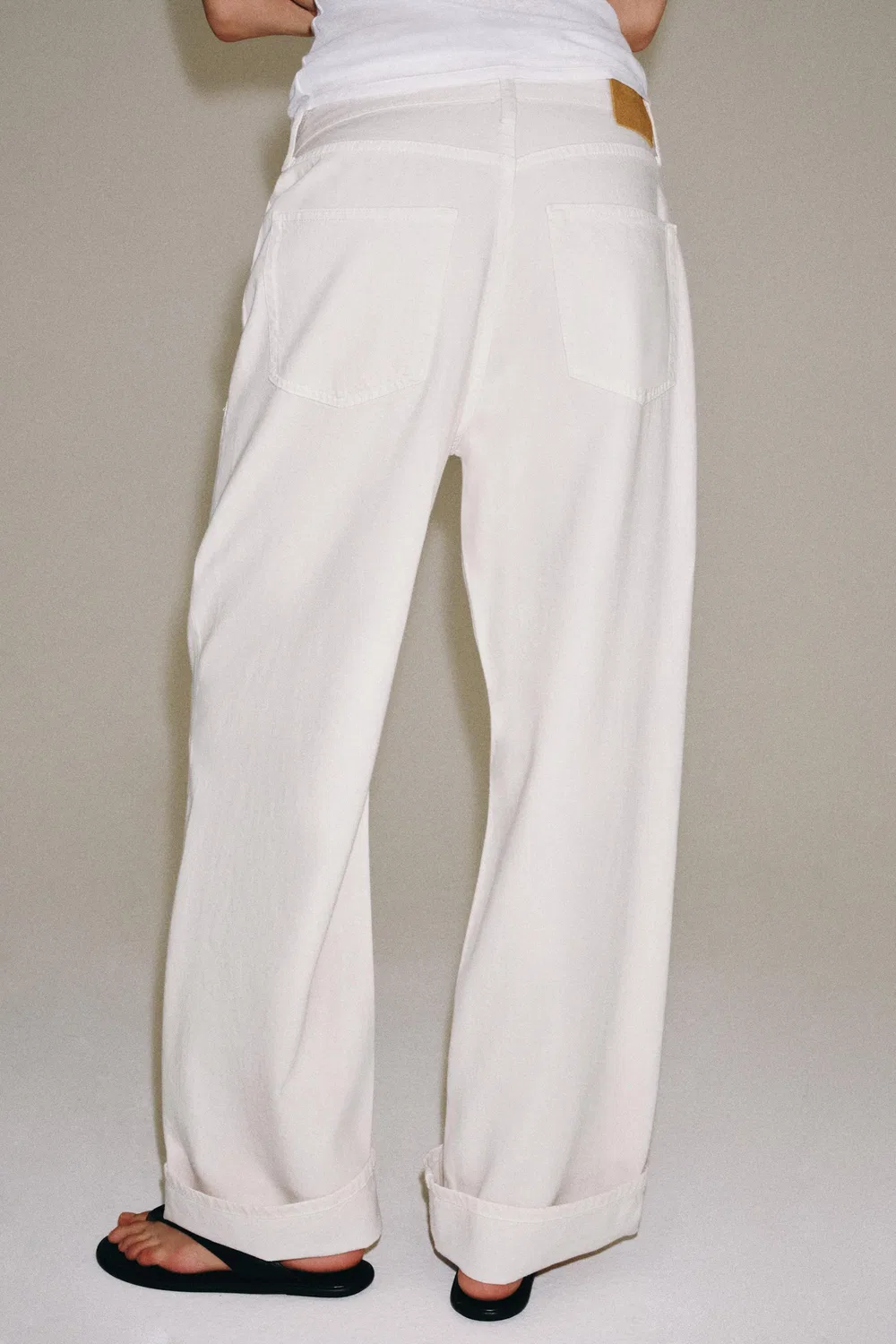Джинсы свободного кроя средней посадки из коллекции ZW ZARA, Oyster-white — фото 3
