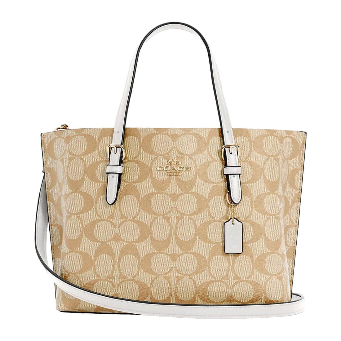 

Сумка Coach Outlet Mollie Tote 25 in Signature Canvas, светло-бежевый/белый